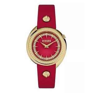 Versus Versace Tortona Crystal Red Leather  Quartz Watch 38mm Women VSPHF3021
